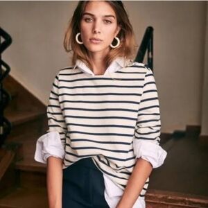 Sezane Collette Mariniere in Ecru/Navy Stripe Xs